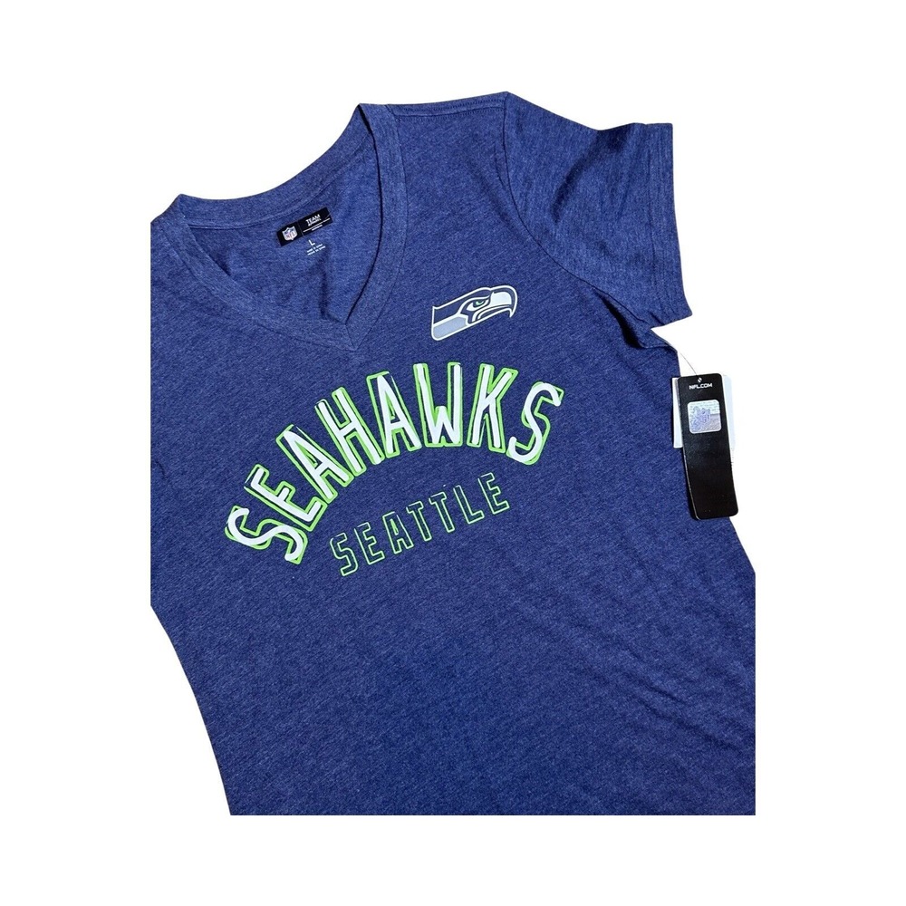 NFL Seattle Seahawks Shirt Women's Sz L Short Sleeve Team Apparel Blue NWT